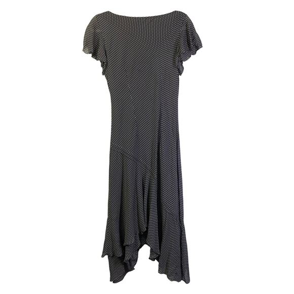 ADRIANNA PAPELL Dress Silk V-Neck Bias Cut Flutter Sleeve Polka Dot Occasion - Picture 2 of 11